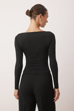 Trendyolmilla Haki Fitted/Vücuda Oturan Aksesuar/Cut out Detaylı Uzun Kollu Esnek Örme Bluz TWOAW26BZ00130