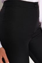 Siyah Flare İspanyol Paça Yüksek Bel Bootcut Dokuma Kumaş Pantolon TWOAW20PL0094