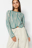 Mint Crop Zebra Desenli Renk Bloklu Triko Kazak TWOAW24KZ00694