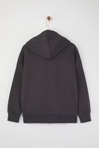 Trendyolmilla Saks Oversize/Geniş Kalıp Nakışlı Kalın İçi Polarlı Örme Sweatshirt TWOAW25SW00070