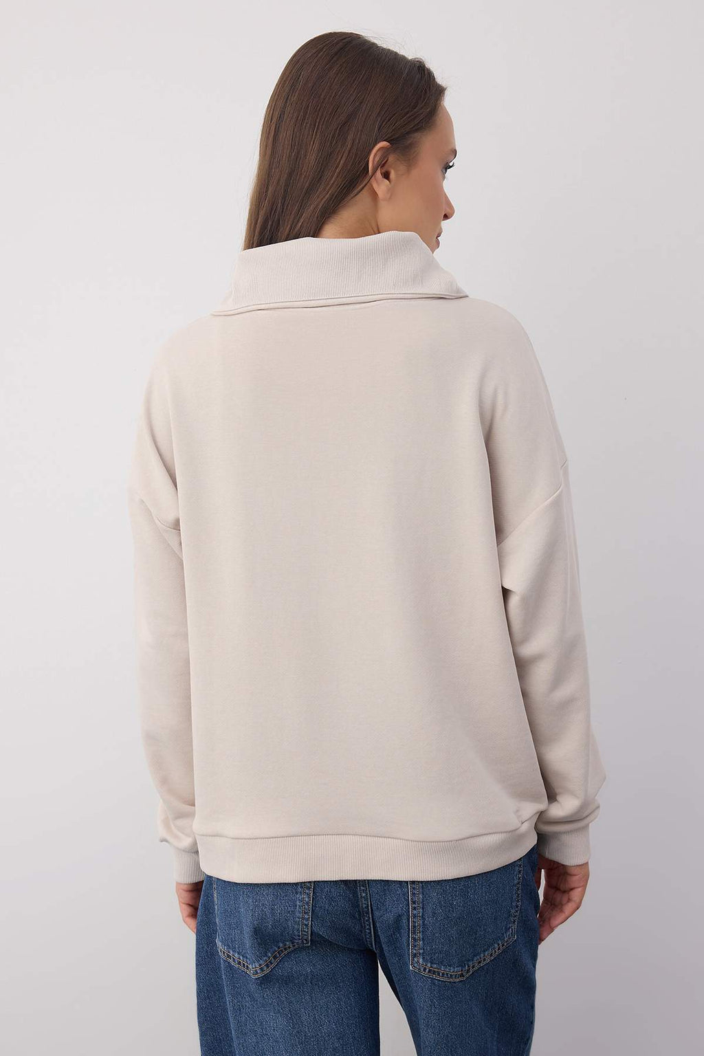Trendyolmilla Wardrobe Essentials – Kahverengi Polo Yaka Örme Sweatshirt | TWOAW26SW00041