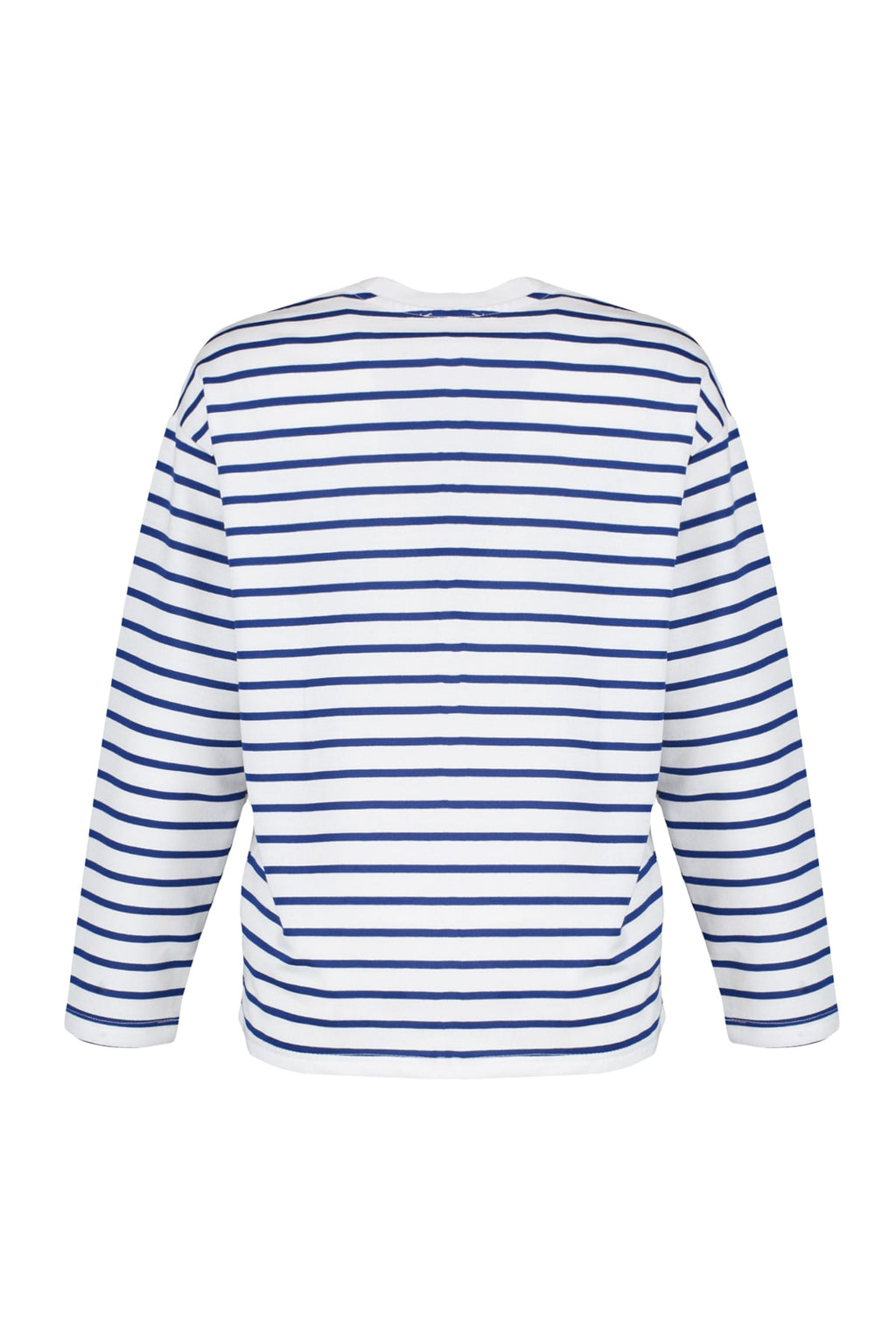 Trendyolmilla Beyaz Çizgili Oversize/Geniş Kesim Bisiklet Yaka İnce Örme Sweatshirt TWOAW23SW00326