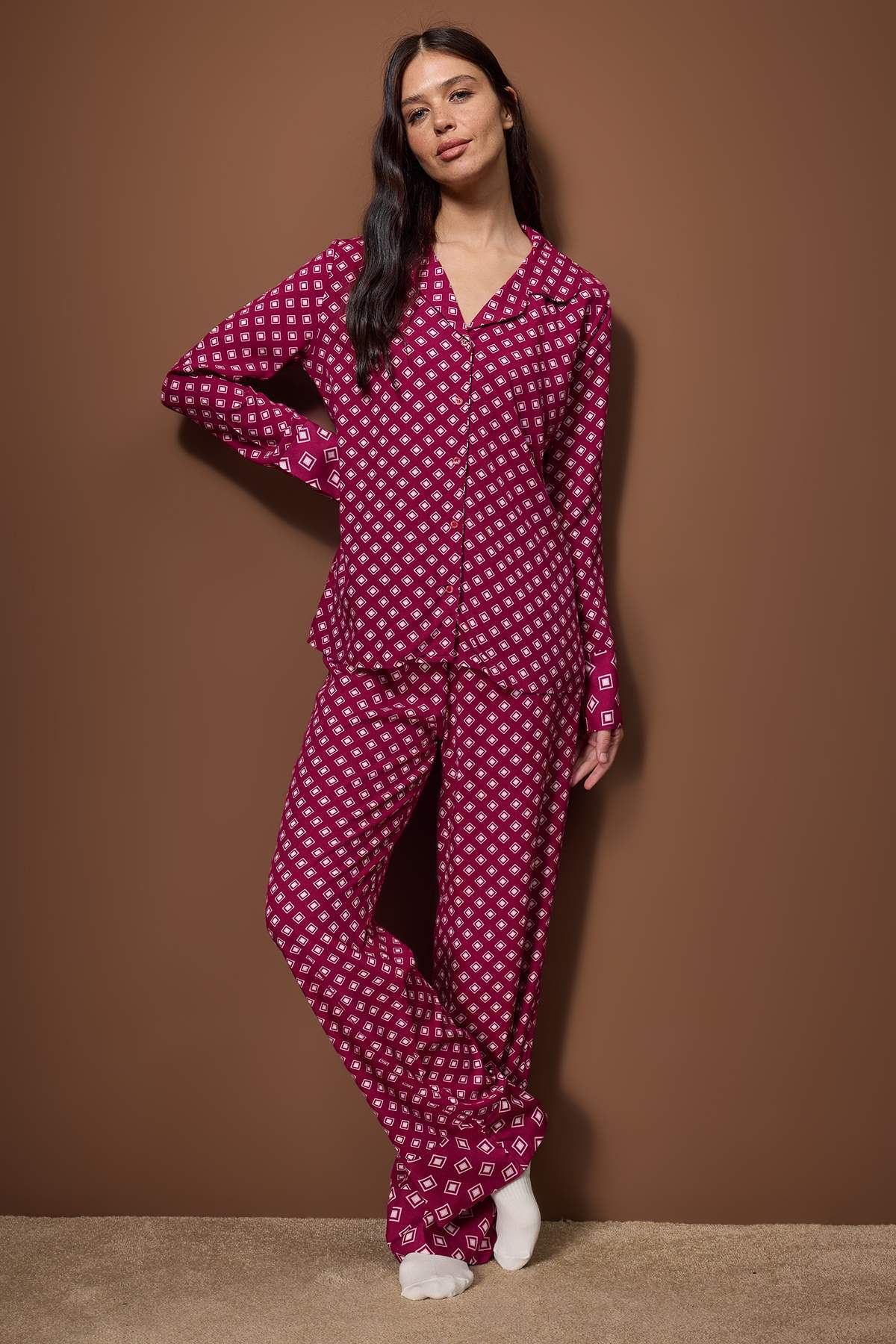 Mürdüm Etnik Viskon Dokuma Pijama Takımı THMAW26PT00112