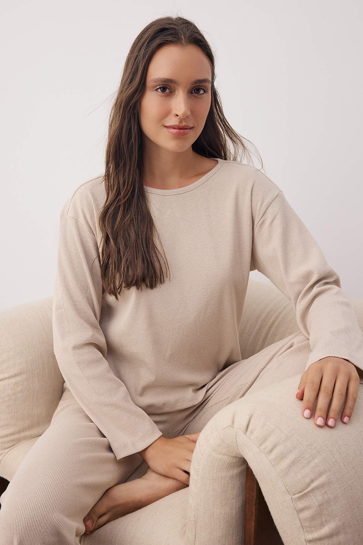 Trendyolmilla Bordo Fitilli Örme Pijama Takımı THMAW21PT0684