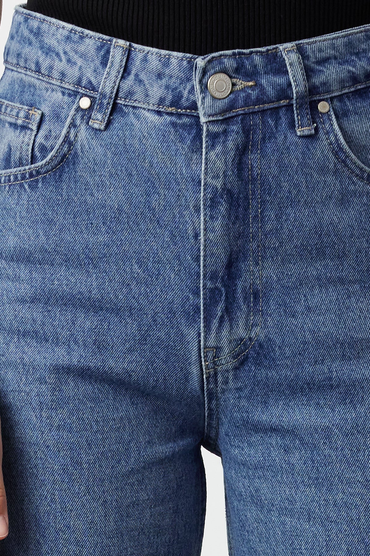 Trendyolmilla Koyu Mavi Yüksek Bel Wide Leg Geniş Paça %100 Pamuk Non-Stretch Jeans TWOSS23JE00068
