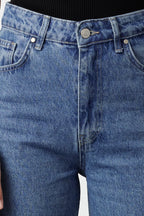 Trendyolmilla Koyu Mavi Yüksek Bel Wide Leg Geniş Paça %100 Pamuk Non-Stretch Jeans TWOSS23JE00068
