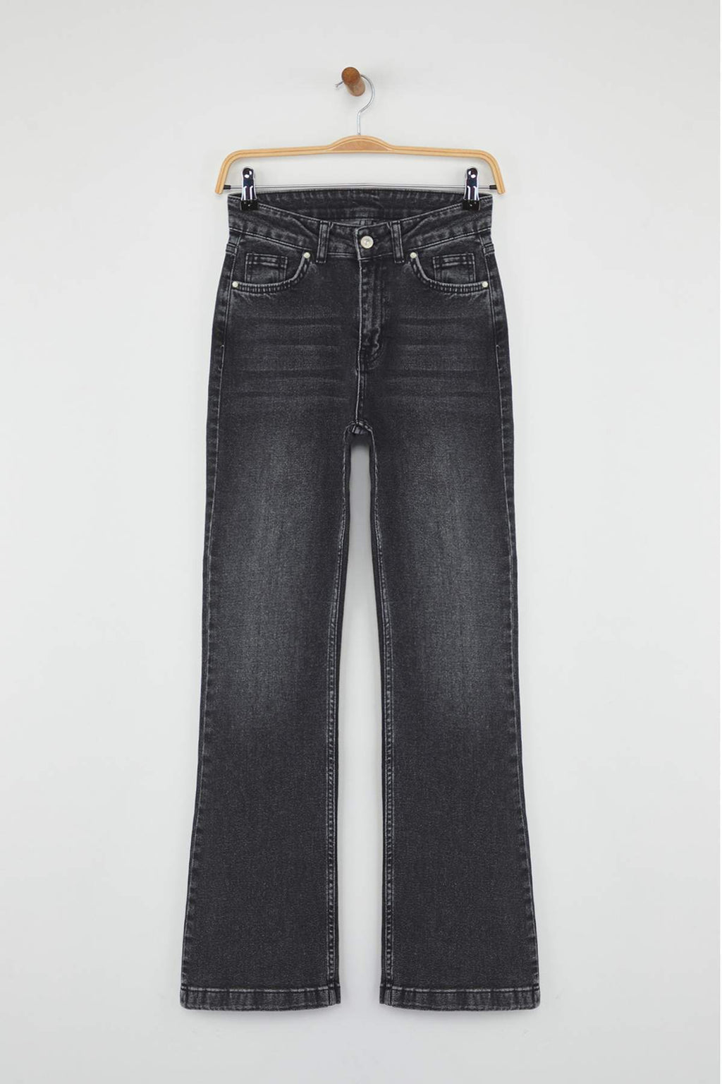 Trendyolmilla Antrasit Yüksek Bel Orta Esnek İspanyol Paça Flare Jeans TWOAW26JE00050