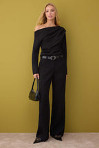 Trendyolmilla Kırmızı Büzgü/Drape Detaylı Dökümlü Asimetrik Yaka Örme Bluz TWOAW26BZ00138