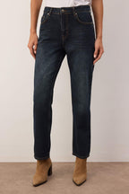 Trendyolmilla Koyu Mavi Yüksek Bel Straight/Düz Paça Jeans TWOAW26JE00182