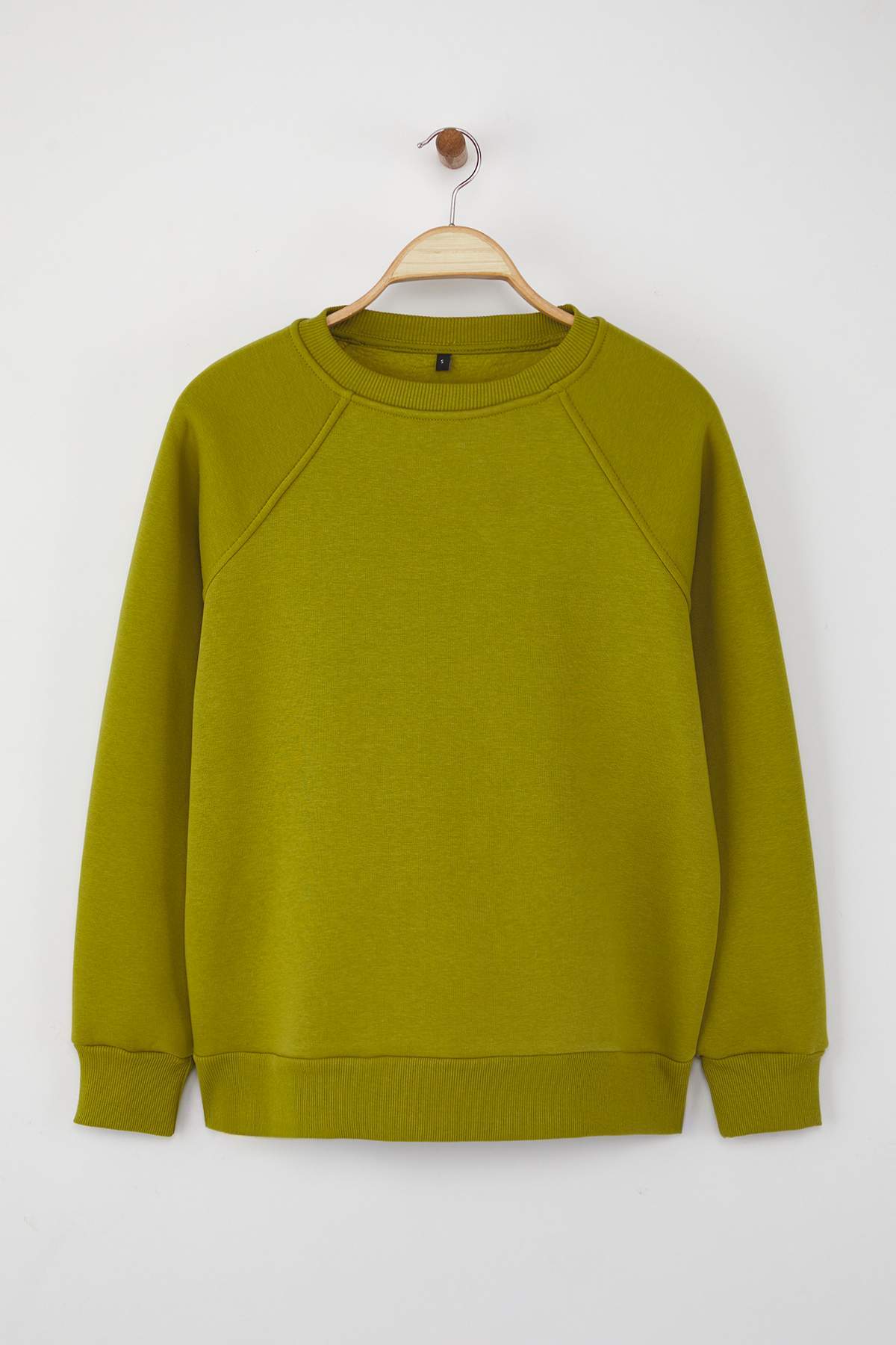 Yağ Yeşili Relaxed/Rahat Kalıp Basic Reglan Kol Bisiklet Yaka Örme Sweatshirt TWOAW24SW00104