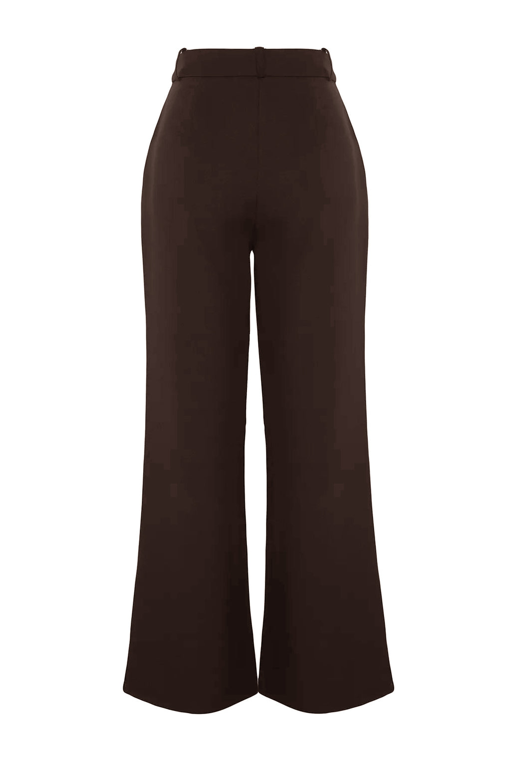 Trendyolmilla Koyu Kahverengi  Kemer Detaylı Wide Leg/Geniş Paça Dokuma Pantolon TWOAW24PL00341