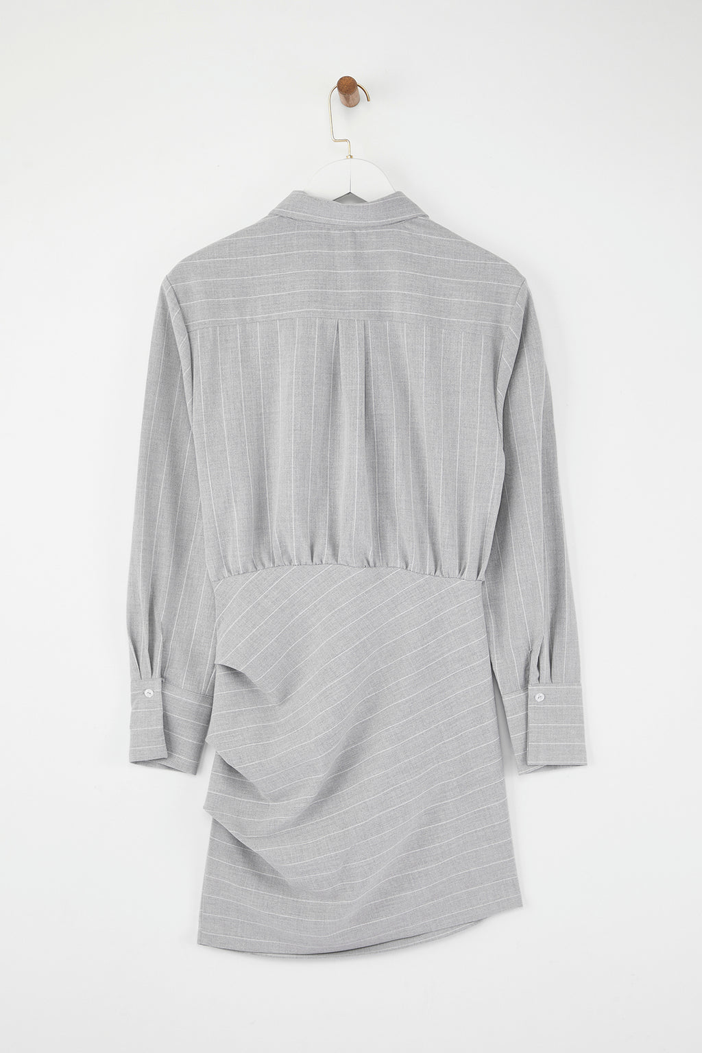 Limited Edition Gri Çizgili Poliviskon Drape Detaylı Vücuda Oturan Mini Dokuma Elbise TWOAW26EL00126