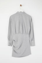 Limited Edition Gri Çizgili Poliviskon Drape Detaylı Vücuda Oturan Mini Dokuma Elbise TWOAW26EL00126