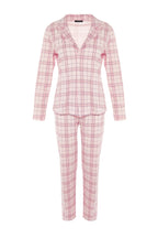 Trendyolmilla Bej %100 Pamuklu Ekoseli Örme Pijama Takımı THMAW20PT0266