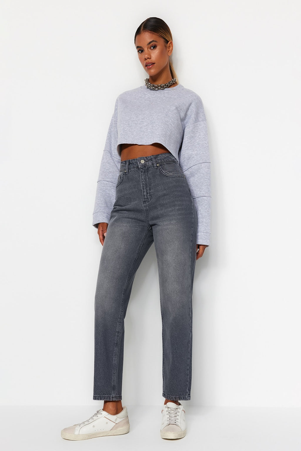 Trendyolmilla Beyaz Yüksek Bel Mom %100 Pamuk Non-Stretch Jeans TWOAW24JE00076