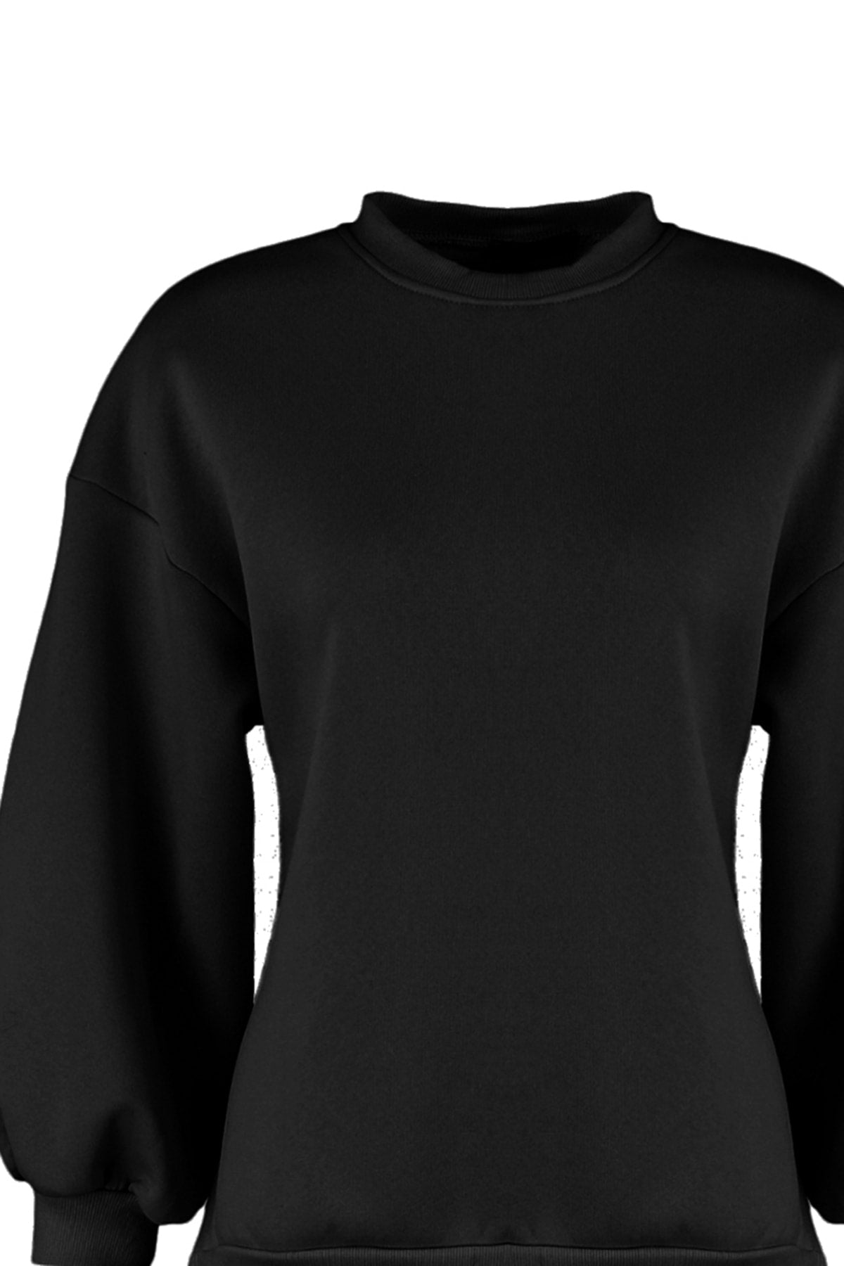 Trendyolmilla Ekru Oversize/Geniş Kalıp Yırtmaç Detaylı Kalın İçi Polarlı Örme Sweatshirt TWOAW23SW00195