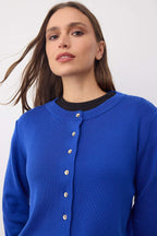 Trendyolmilla Wardrobe Essentials Lacivert Düğme Detaylı Pamuklu Basic Triko Hırka | TWOAW26HI00001
