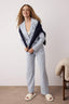 Trendyolmilla Mavi %100 Pamuklu Çizgili Gömlek-Pantolon Örme Pijama Takımı THMAW24PT00144