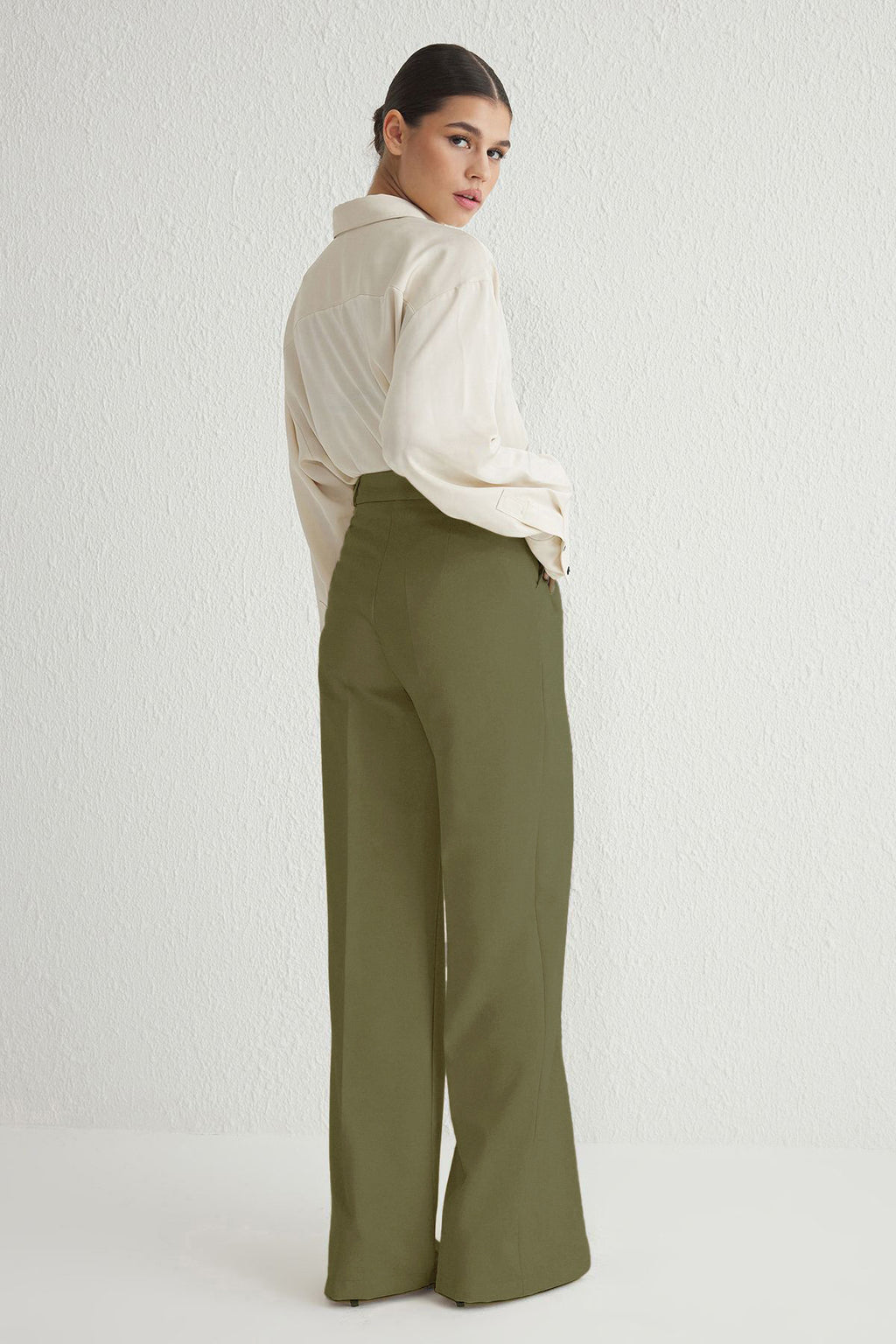 Trendyolmilla Siyah Pilili Wide Leg/Geniş Paça Dokuma Pantolon TWOAW25PL00109 Palazzo