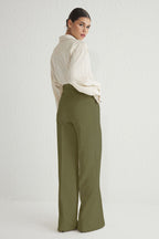 Trendyolmilla Siyah Pilili Wide Leg/Geniş Paça Dokuma Pantolon TWOAW25PL00109 Palazzo