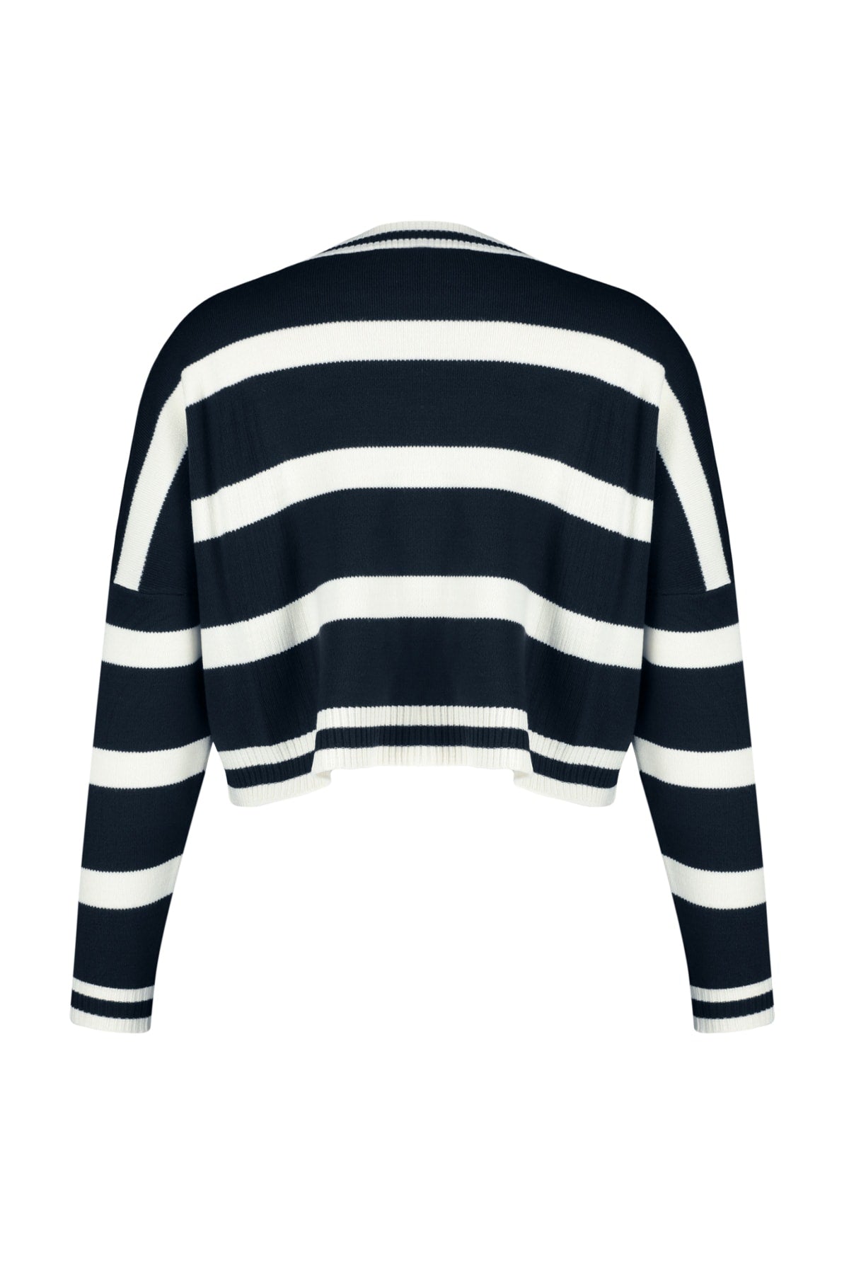 Trendyolmilla Lacivert Crop Çizgili Triko Kazak TWOAW23KZ00205
