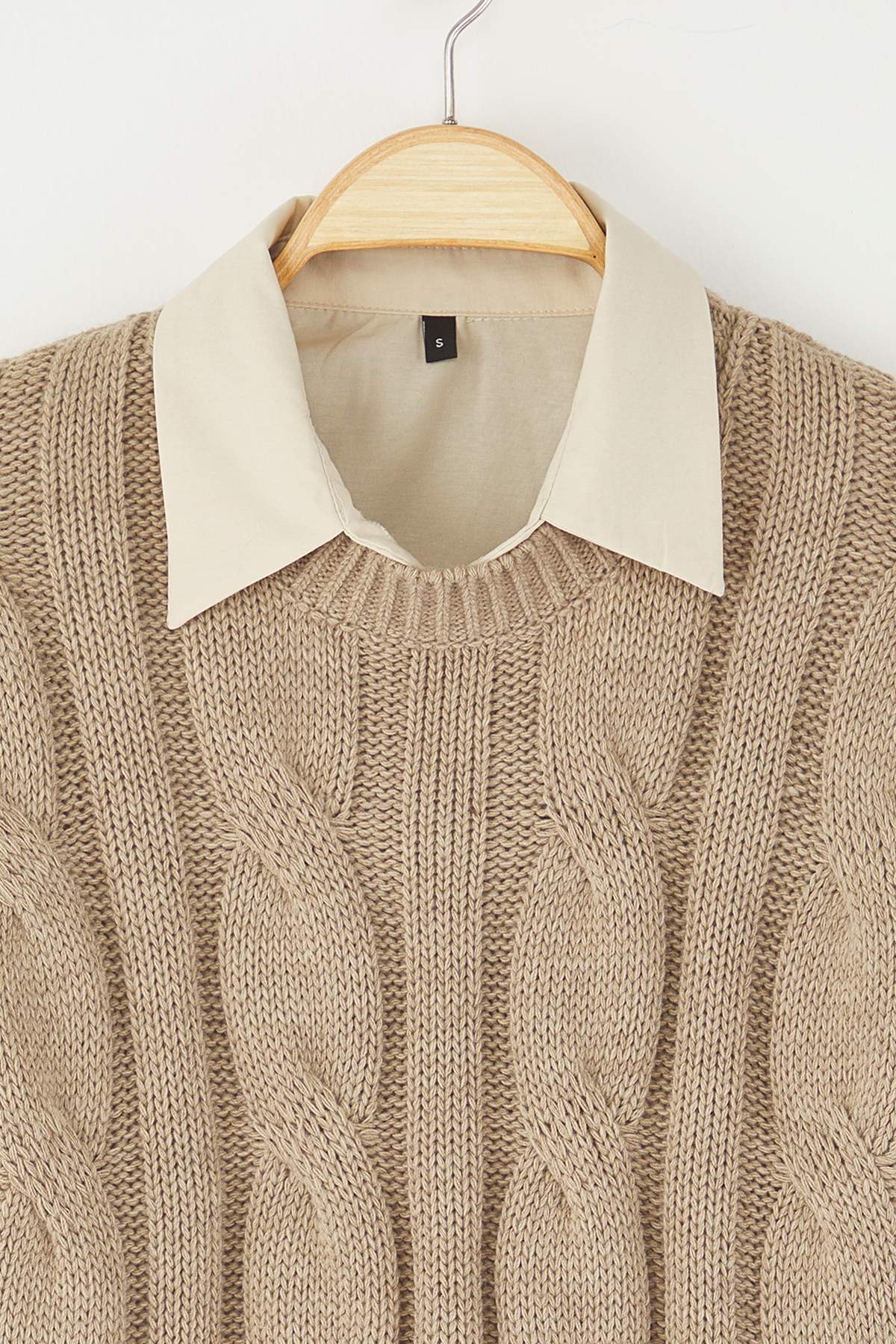 Trendyolmilla Teen Koyu Gri Gömlek Garnili Detaylı Crop Triko Kazak TWOAW26KZ00047