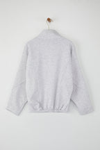 Trendyolmilla Kar Melanj Fermuarlı Dikiş Detaylı Dik Yaka Bomber Örme Sweatshirt TWOAW26SW00037
