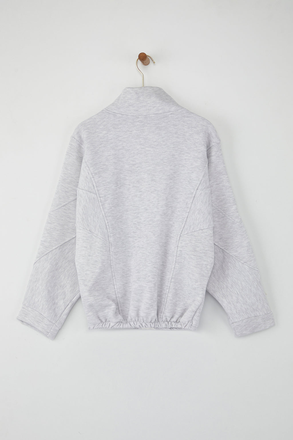 Gri Melanj Bordo Renk Bloklu Fermuarlı Dik Yaka Oversize Bomber Örme Sweatshirt TWOAW26SW00037