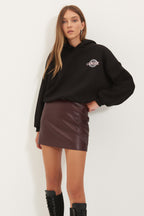 Trendyolmilla Mint Sırt Baskı Detaylı Kapüşonlu Kalın İçi Polarlı Örme Sweatshirt TWOAW22SW0711