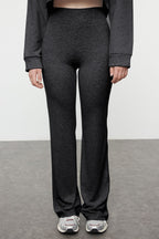 Trendyolmilla Kahverengi Wide Leg/İspanyol Paça Yüksek Bel İnterlok Esnek Örme Pantolon TWOAW25PL00006