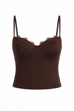 Kahverengi Dantel Garnili Kaplı Party Bluz TPRSS26BZ00010