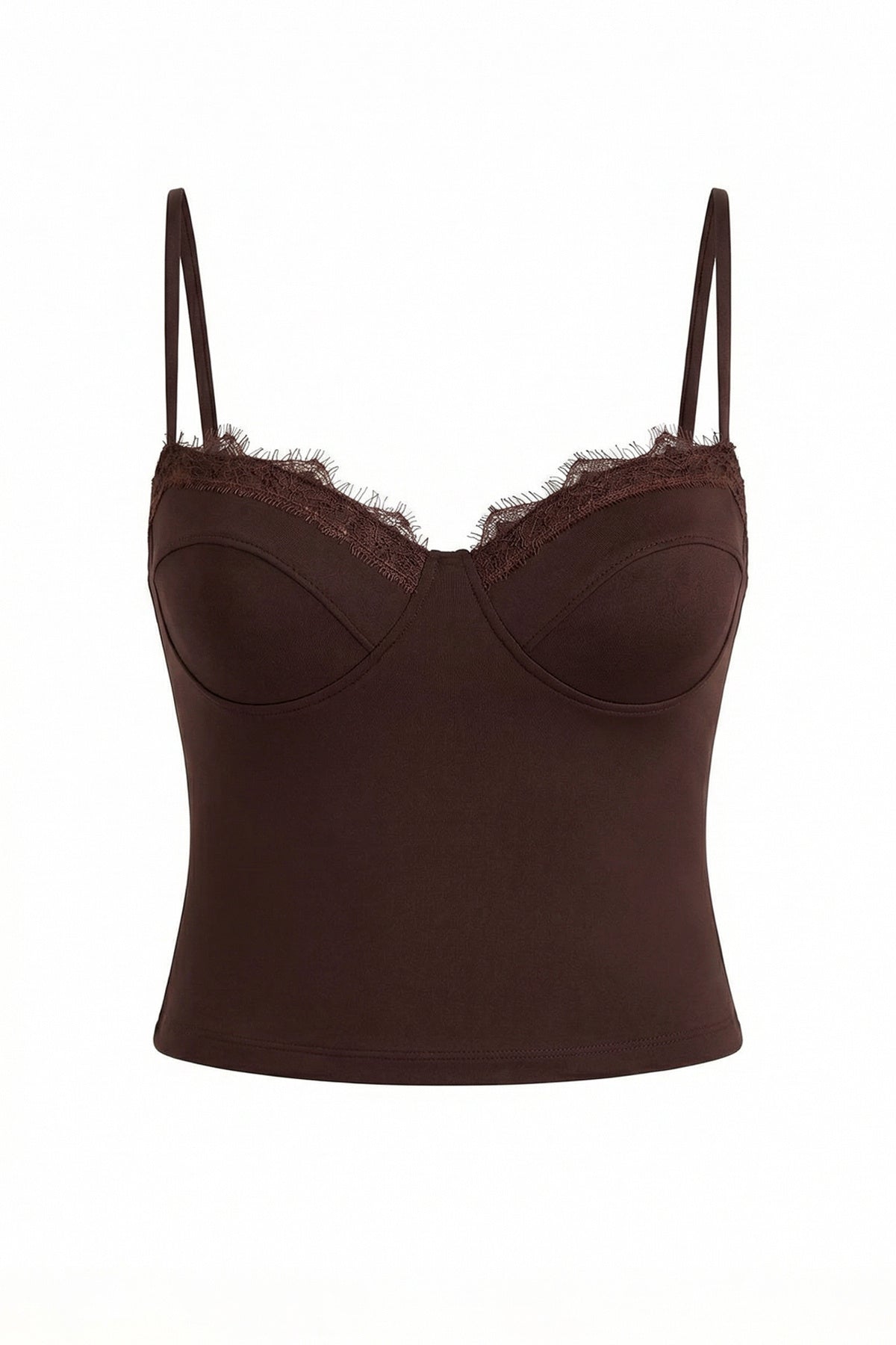 Kahverengi Dantel Garnili Kaplı Party Bluz TPRSS26BZ00010