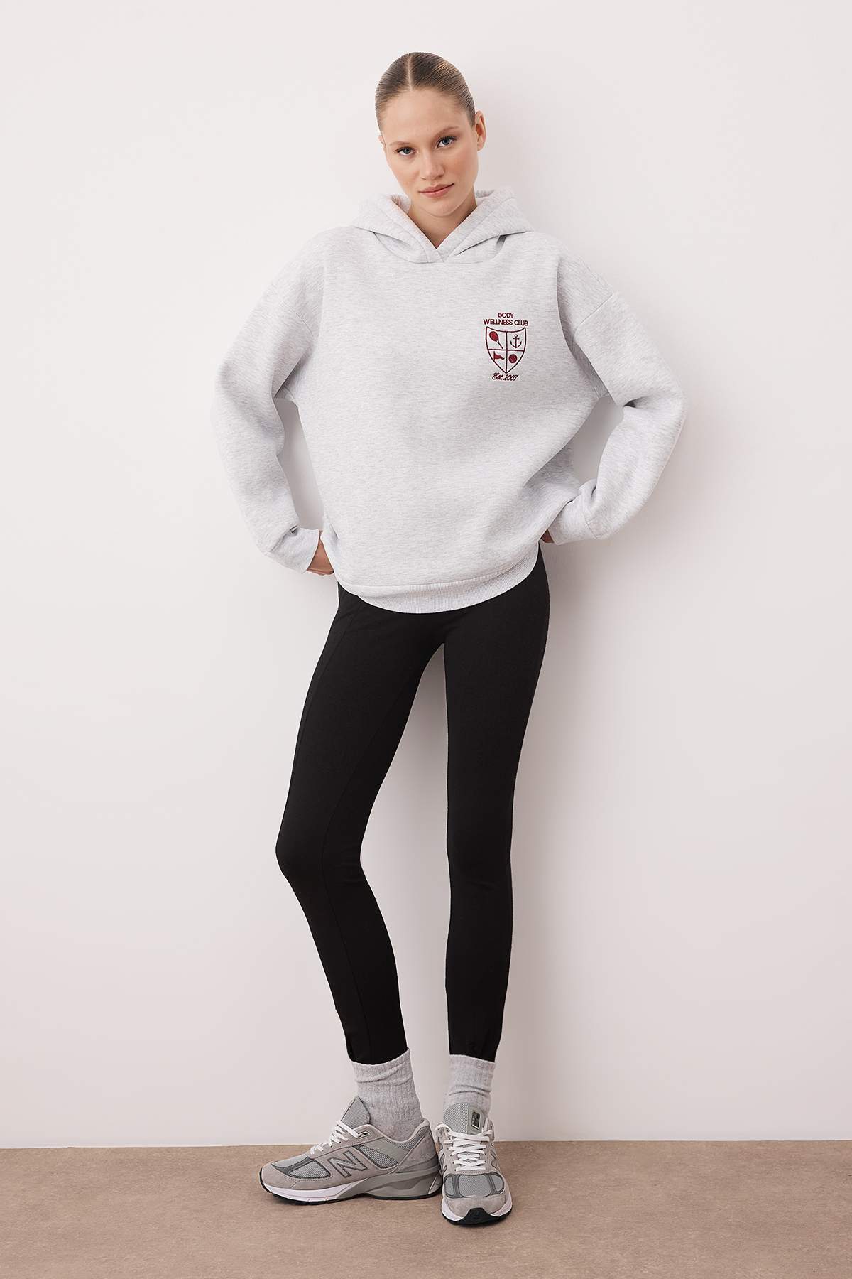 Kar Melanj Nakışlı Oversize/Geniş Kalıp Kalın İçi Polarlı Örme Sweatshirt TWOAW26SW00181 Secondary image