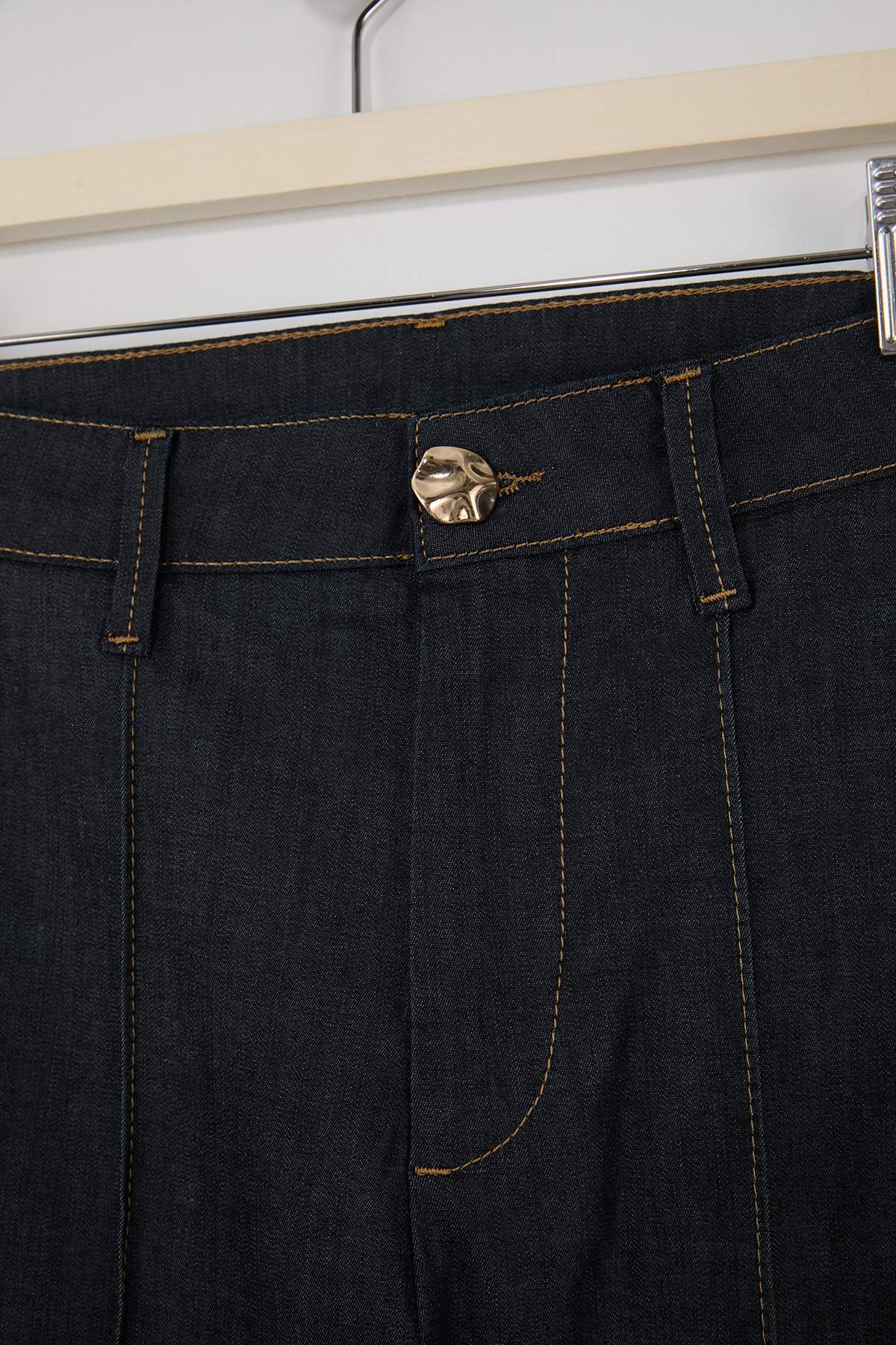 Koyu Mavi Dikiş Detaylı Yüksek Bel Ekstra Esnek Wide Leg Jeans TWOSS26JE00053
