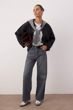 Gri Yüksek Bel Baggy Wide Leg Rahat Geniş Paça %100 Pamuklu Jeans TWOAW26JE00239