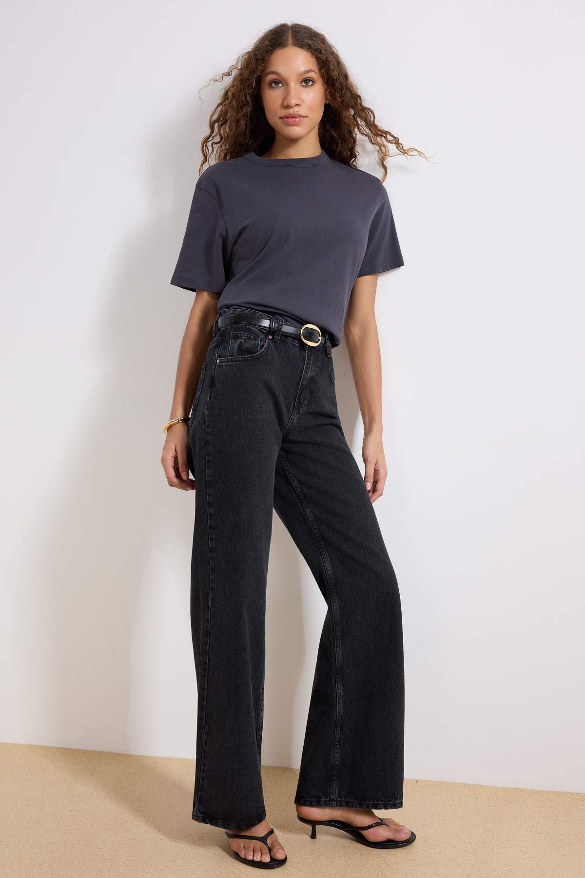 Trendyolmilla Lacivert  Yüksek Bel Wide Leg Jeans TWOAW24JE00089