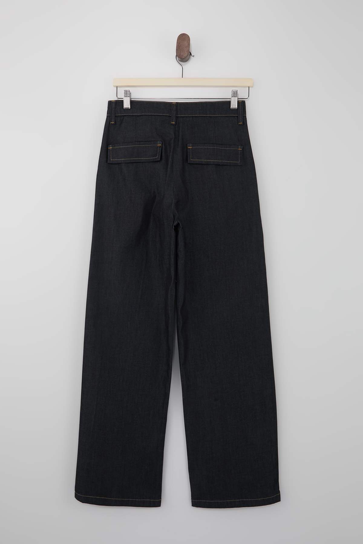 Koyu Mavi Dikiş Detaylı Yüksek Bel Ekstra Esnek Wide Leg Jeans TWOSS26JE00053