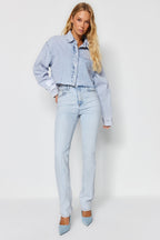 Trendyolmilla Antrasit Yüksek Bel Comfort/Esnek Bootcut Jeans TWOAW23JE00657