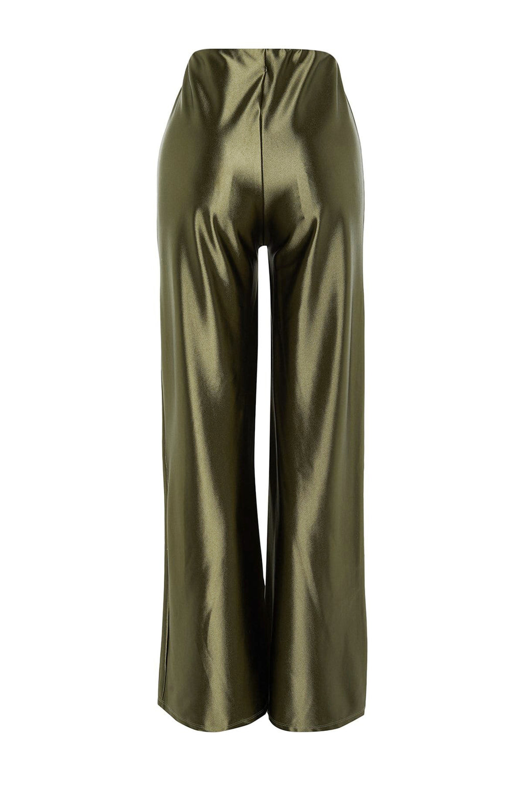 Haki Premium Saten Wideleg/Geniş Paça Örme Pantolon TWOAW24PL00064