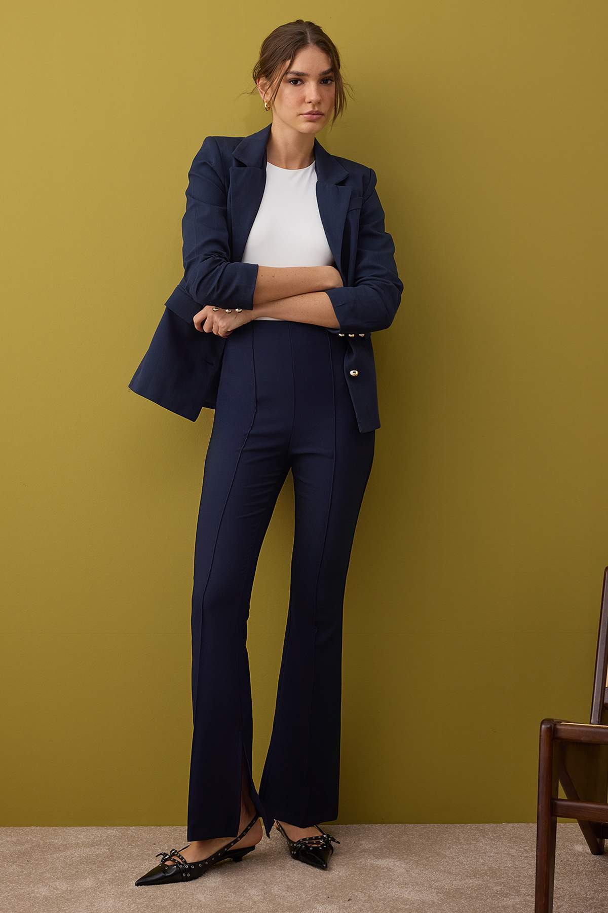 Trendyolmilla Siyah Flare Kalıp Nervürlü Bootcut Pantolon TWOAW26PL00043