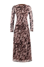 Trendyolmilla Kahverengi Baskılı Büzgü / Drape Maxi Örme Elbise TWOAW25EL00408