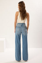 Trendyolmilla Gece Mavisi Yüksek Bel Wide Leg Jeans TWOSS25JE00172