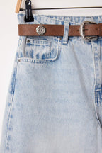 Açık Mavi Kemerli Yüksek Bel Wide Leg Palazzo Jeans TWOAW26JE00271