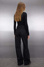 Trendyolmilla Siyah Süet Görünümlü Leopar Desenli Yüksek Bel Wide Leg Jeans TWOAW25JE00394
