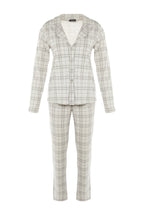 Trendyolmilla Gri %100 Pamuklu Ekoseli Örme Pijama Takımı THMAW20PT0266