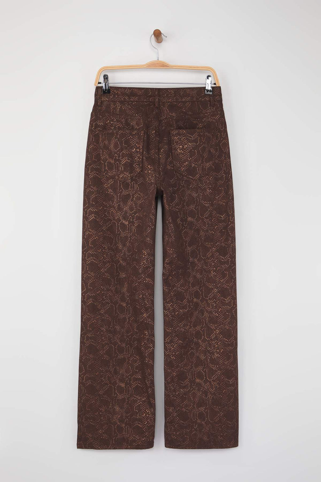 Kahverengi Yılan Desenli Yüksek Bel Wide Leg Jeans TWOAW26JE00153