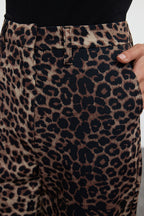Kahverengi Leopar Desenli Straigth/Düz Kesim Dokuma Kumaş Pantolon TWOAW25PL00030