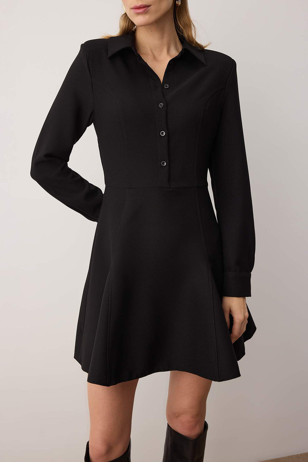 Trendyolmilla Siyah Mini Dokuma Elbise TWOAW26EL00305
