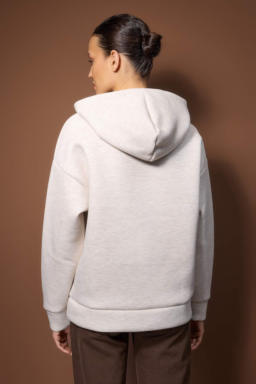 Bej Melanj Premium Oversize/Geniş Kalıp Kalın Esnek Örme Sweatshirt TWOAW26SW00246