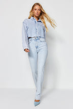 Trendyolmilla Antrasit Yüksek Bel Comfort/Esnek Bootcut Jeans TWOAW23JE00657